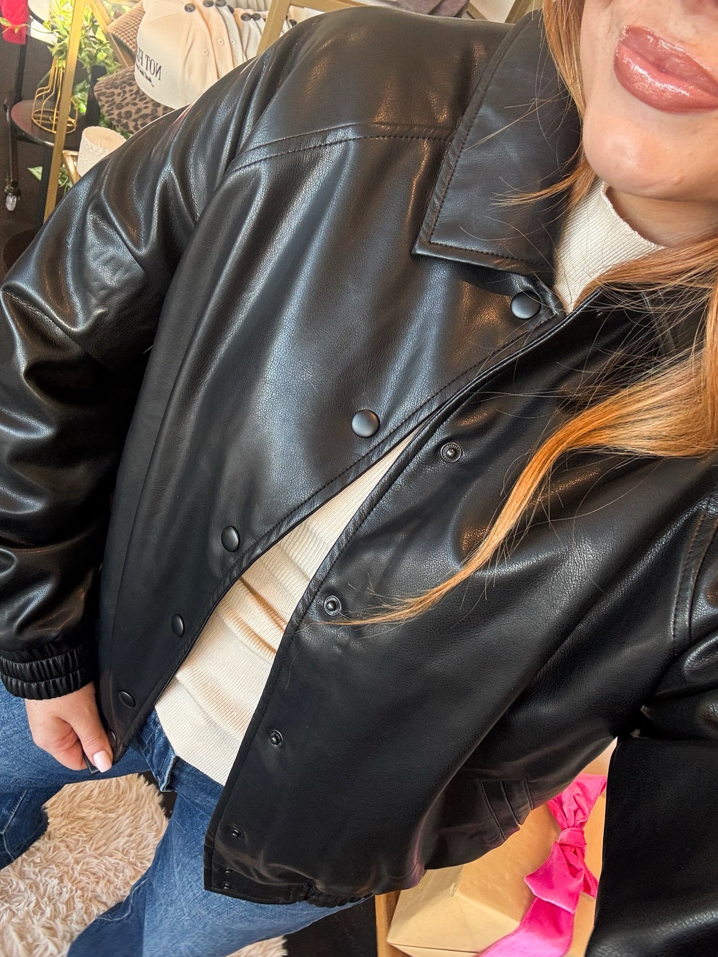 Button Up Faux Leather Jacket