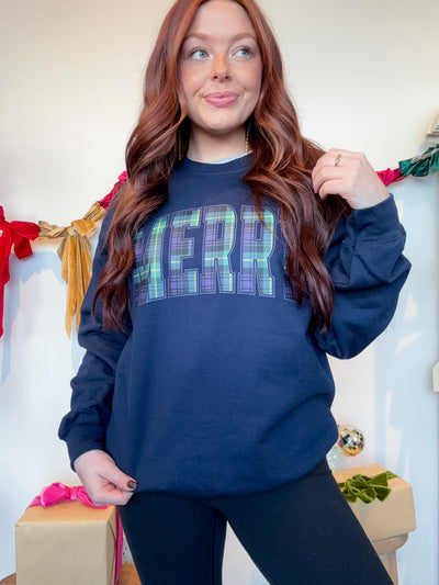 Merry Plaid Graphic Sweatshirt