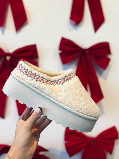 Noel Chunky Platform Slides- Sherpa Ivory