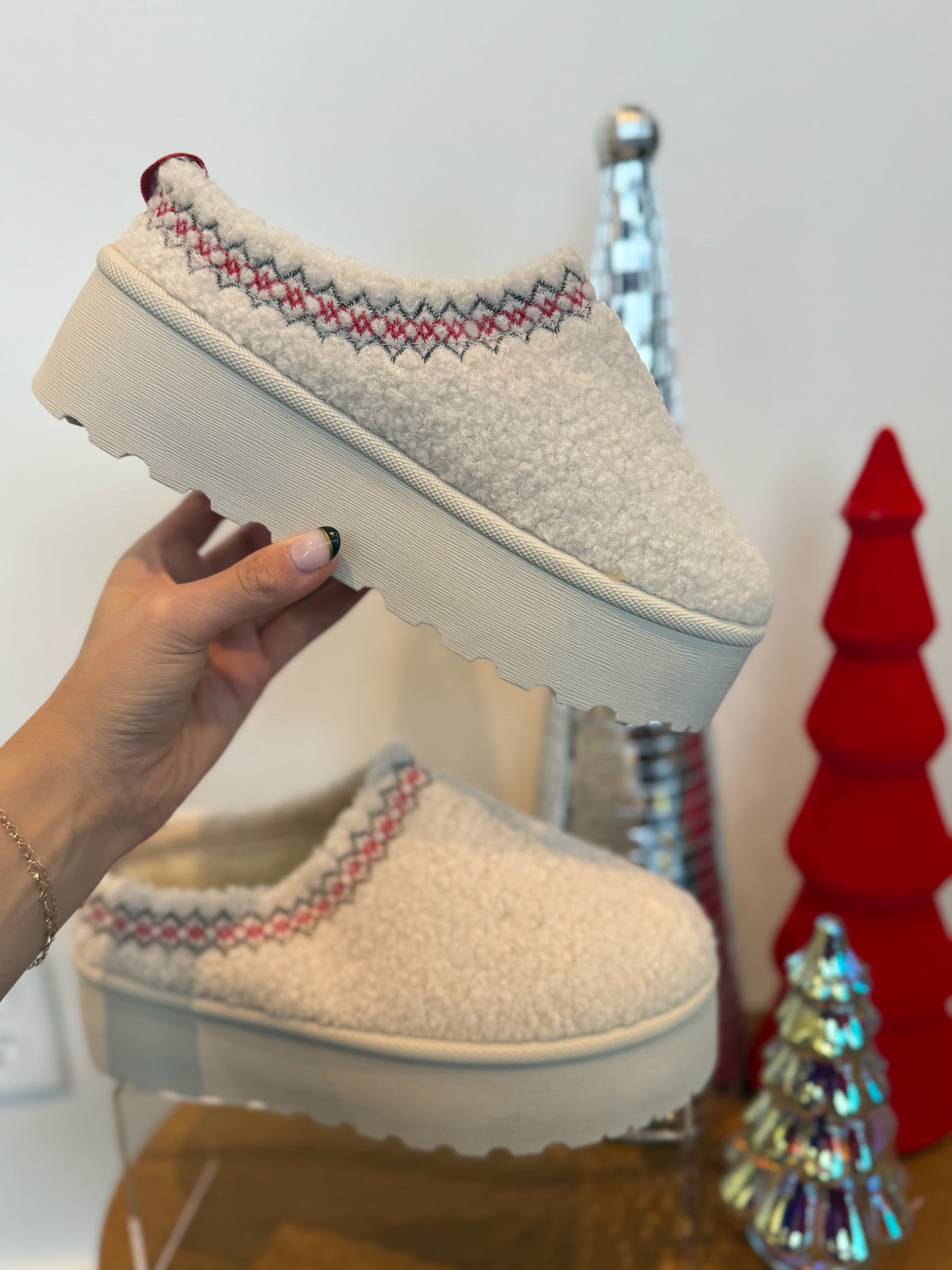 Noel Chunky Platform Slides- Sherpa Ivory