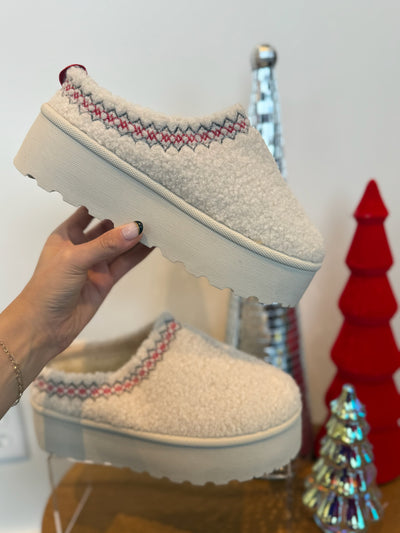 Noel Chunky Platform Slides- Sherpa Ivory
