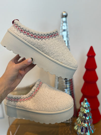Noel Chunky Platform Slides- Sherpa Ivory