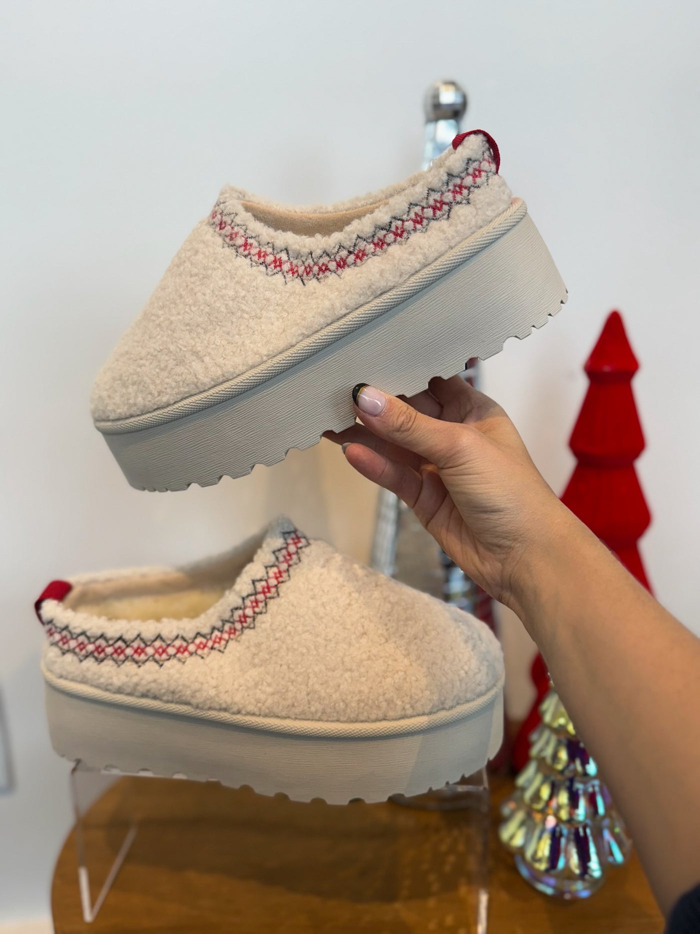 Noel Chunky Platform Slides- Sherpa Ivory