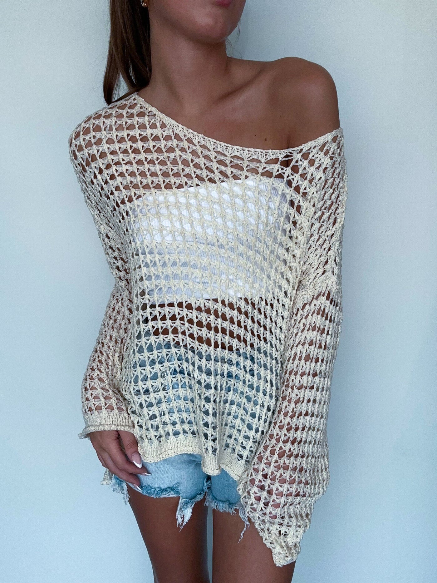 Summer Open Knit Pullover-140 - TOPS - LAYERS/OUTERWEAR-MIRACLE-[option4]-[option5]-[option6]-Leather & Lace Boutique Shop