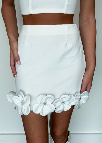 Floral Applique Mini Skirt-170 - DRESSES / ROMPERS / SETS-KIWI-[option4]-[option5]-[option6]-Leather & Lace Boutique Shop