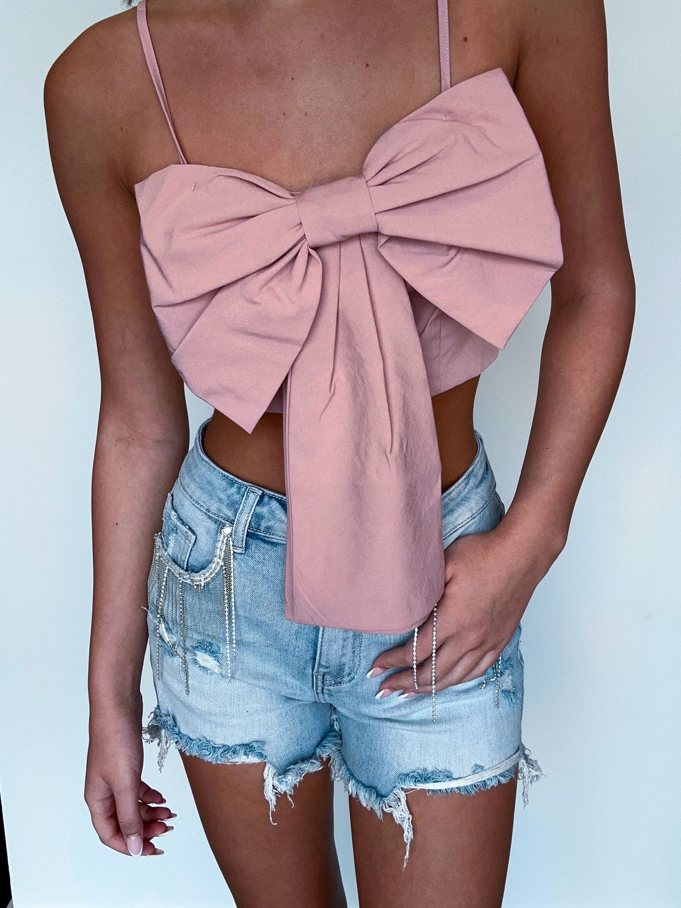 Put A Bow On It Cropped Tank-100 - TOPS - SHORT SLEEVE/SLEEVELESS-LENA-[option4]-[option5]-[option6]-Leather & Lace Boutique Shop