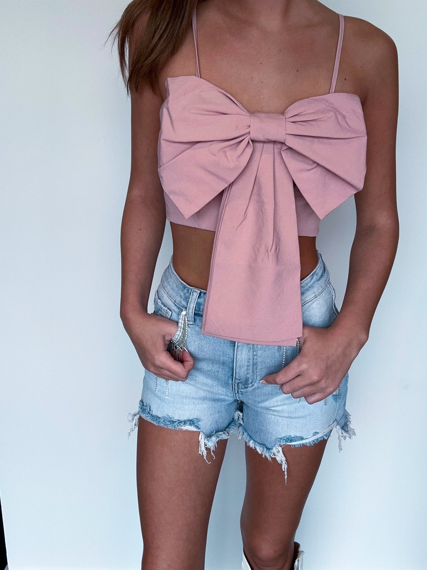 Put A Bow On It Cropped Tank-100 - TOPS - SHORT SLEEVE/SLEEVELESS-LENA-[option4]-[option5]-[option6]-Leather & Lace Boutique Shop