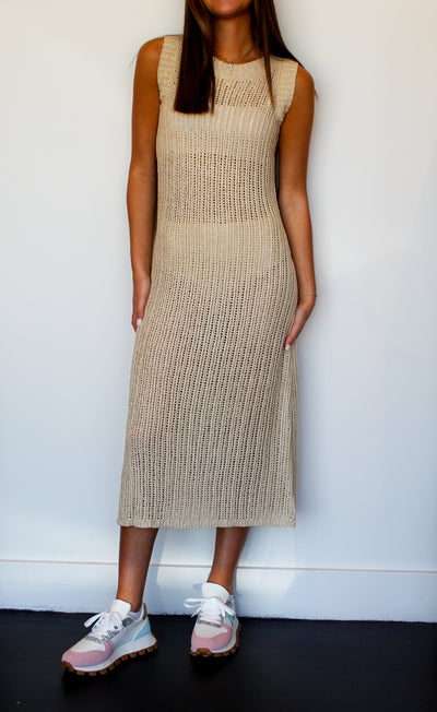 Sheer Knit Maxi Dress-170 - DRESSES / ROMPERS / SETS-MINE-[option4]-[option5]-[option6]-Leather & Lace Boutique Shop