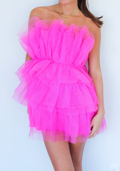 Tulle Tiered Mini Dress-170 - DRESSES / ROMPERS / SETS-KLESIS-[option4]-[option5]-[option6]-Leather & Lace Boutique Shop