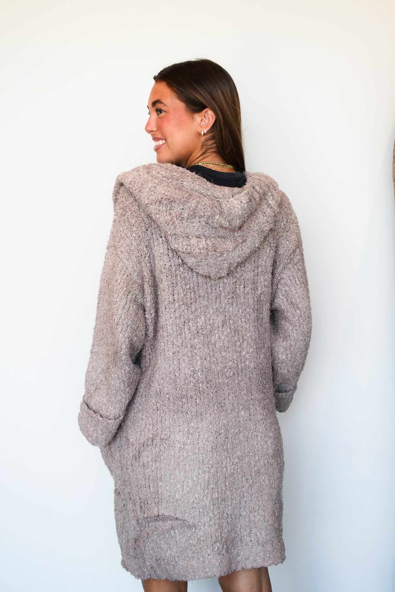 Mocha Long Line Cardigan-140 - TOPS - LAYERS/OUTERWEAR-MIRACLE-[option4]-[option5]-[option6]-Leather & Lace Boutique Shop