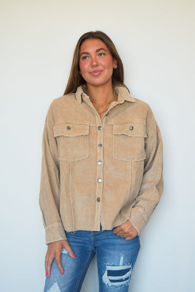 Falling For You Corduroy Shacket-140 - TOPS - LAYERS/OUTERWEAR-HYFVE-[option4]-[option5]-[option6]-Leather & Lace Boutique Shop