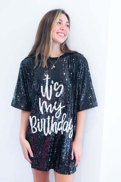 It's My Birthday Sequin Dress- Black-170 - DRESSES / ROMPERS / SETS-WHY DRESS-One Size-[option4]-[option5]-[option6]-Leather & Lace Boutique Shop