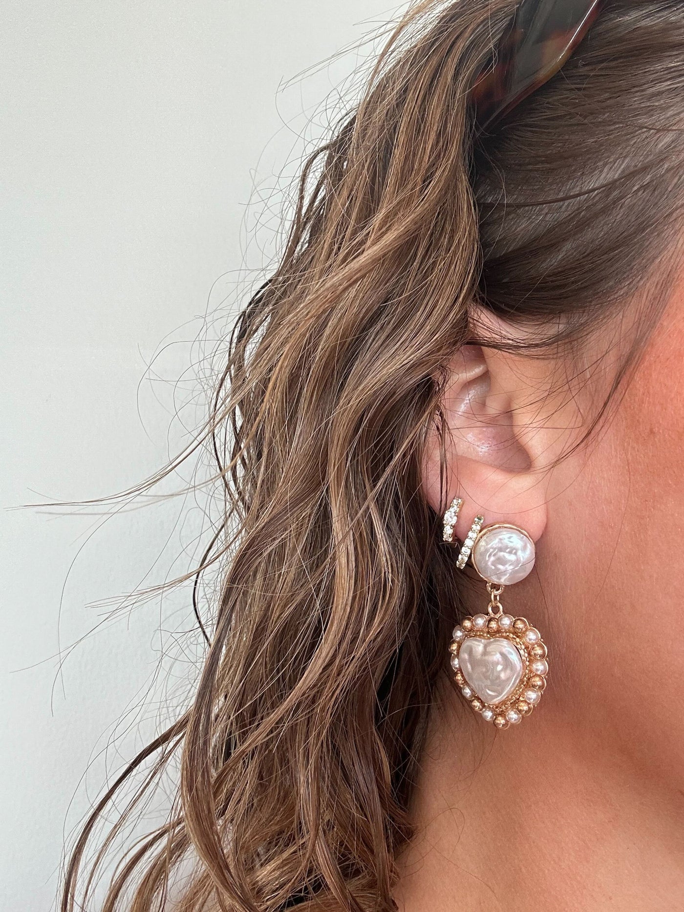 Vintage Pearl Heart Dangles-190 - ACCESSORIES - JEWELRY-JOIA-[option4]-[option5]-[option6]-Leather & Lace Boutique Shop