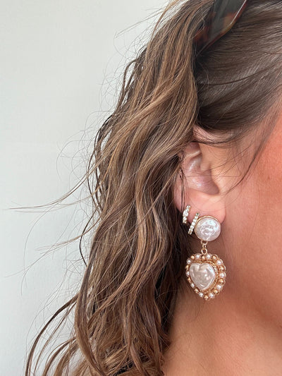 Vintage Pearl Heart Dangles-190 - ACCESSORIES - JEWELRY-JOIA-[option4]-[option5]-[option6]-Leather & Lace Boutique Shop