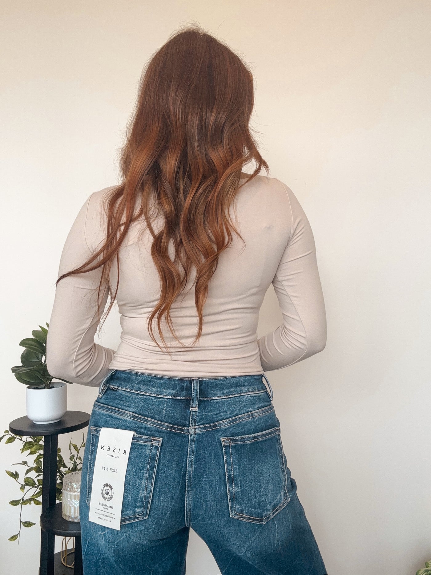 Boat Neck Long Sleeve Top- Cream-110 - TOPS - LONG SLEEVE-EDGEMINE-[option4]-[option5]-[option6]-Leather & Lace Boutique Shop