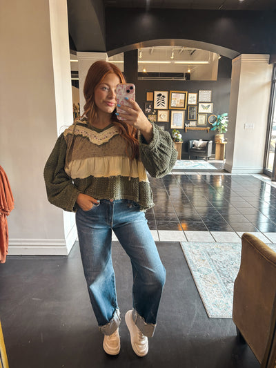 Boho Color Block Flowy Blouse-110 - TOPS - LONG SLEEVE-POL-[option4]-[option5]-[option6]-Leather & Lace Boutique Shop