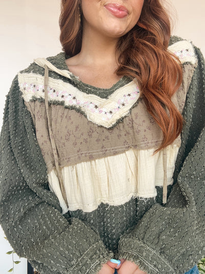 Boho Color Block Flowy Blouse-110 - TOPS - LONG SLEEVE-POL-[option4]-[option5]-[option6]-Leather & Lace Boutique Shop