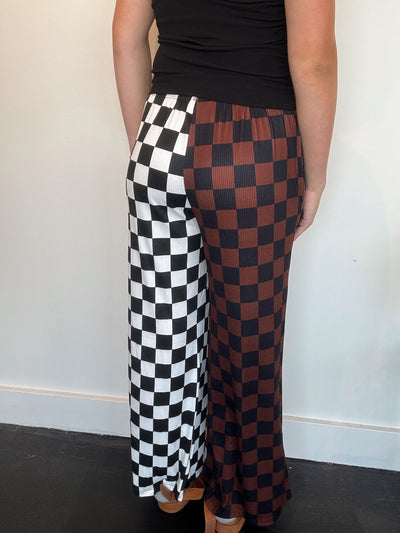 Split Decision Checkered Pants- Rust/White-160 - BOTTOMS - OTHER-JADE BY JANE-[option4]-[option5]-[option6]-Leather & Lace Boutique Shop