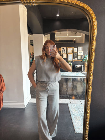 Houndstooth Wide Leg Trousers