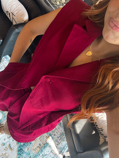 Bright & Bold Collared Romper- Maroon