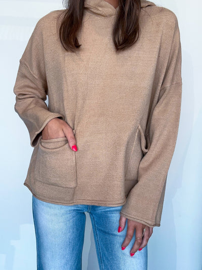 Oatmeal Oversized Pocket Sweater-130 - TOPS - SWEATERS/SWEATSHIRTS-LUMIERE-[option4]-[option5]-[option6]-Leather & Lace Boutique Shop