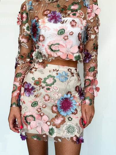 Forever Florals Mini Skirt-170 - SETS-ENDLESS BLU-[option4]-[option5]-[option6]-Leather & Lace Boutique Shop
