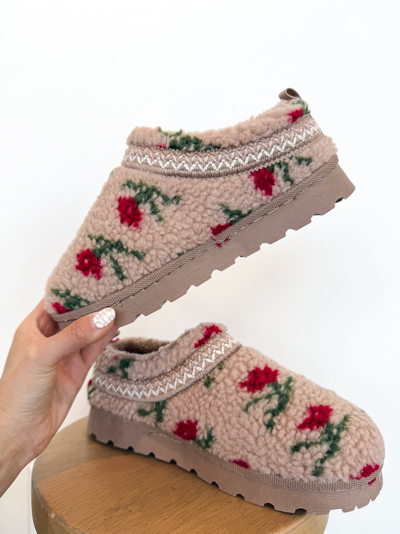 Floral Sherpa Slippers