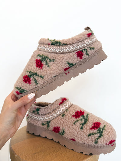 Floral Sherpa Slippers