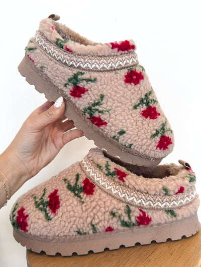 Floral Sherpa Slippers
