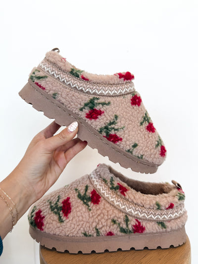 Floral Sherpa Slippers