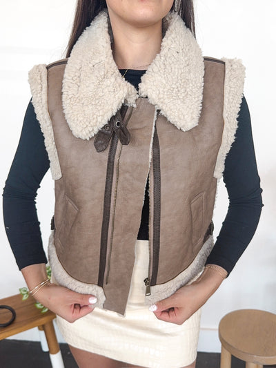 Sherpa Leather Vest
