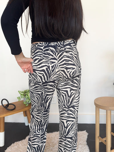 Zebra Print Wide Leg Denim