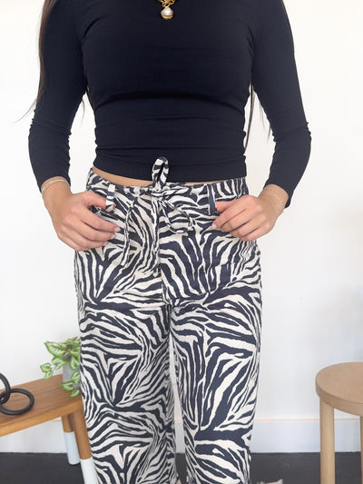 Zebra Print Wide Leg Denim
