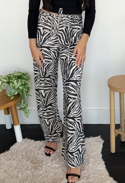 Zebra Print Wide Leg Denim