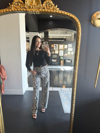 Zebra Print Wide Leg Denim