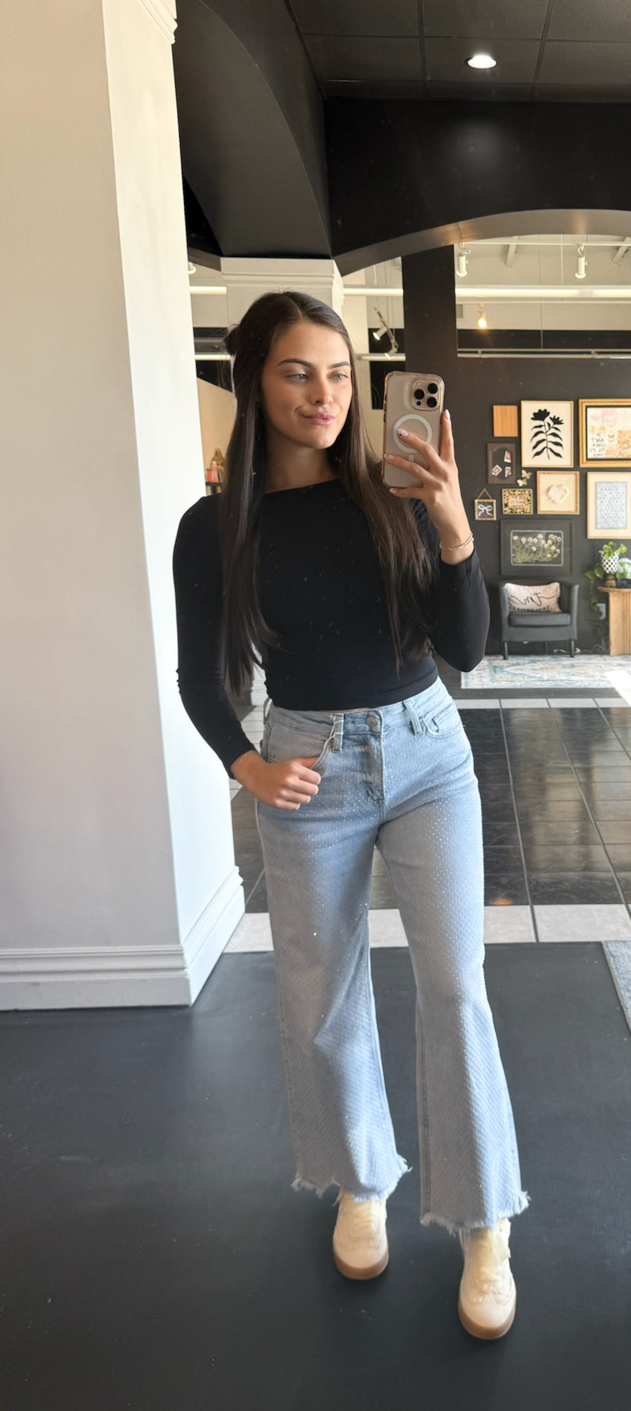 Rhinestone Wide Leg denim