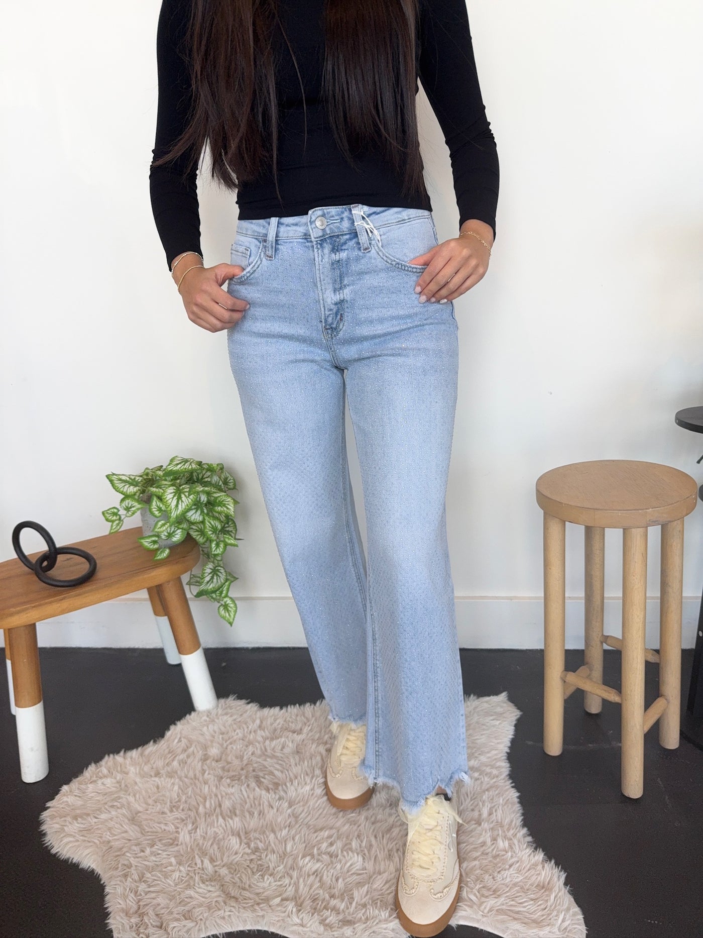 Rhinestone Wide Leg denim