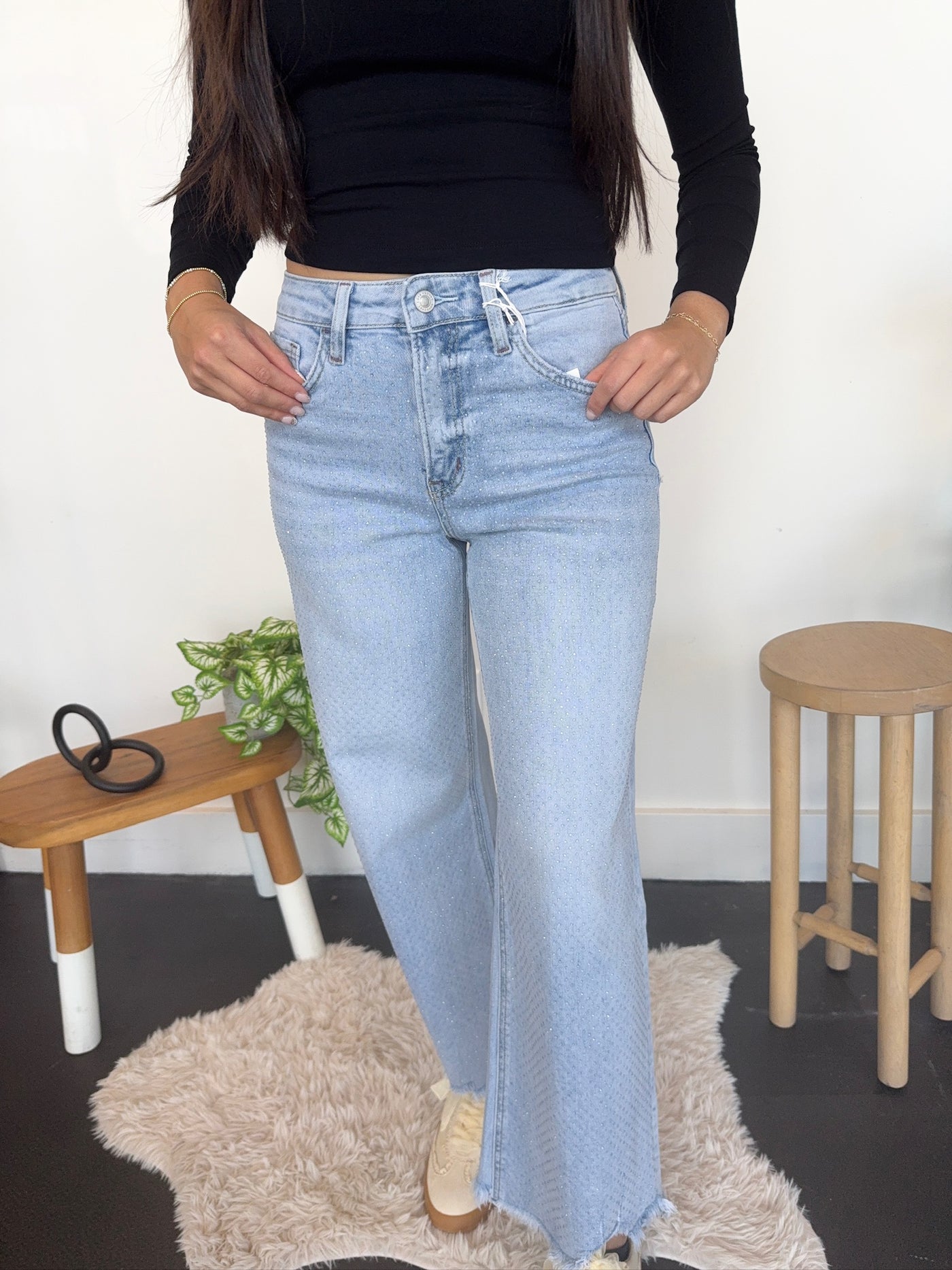 Rhinestone Wide Leg denim