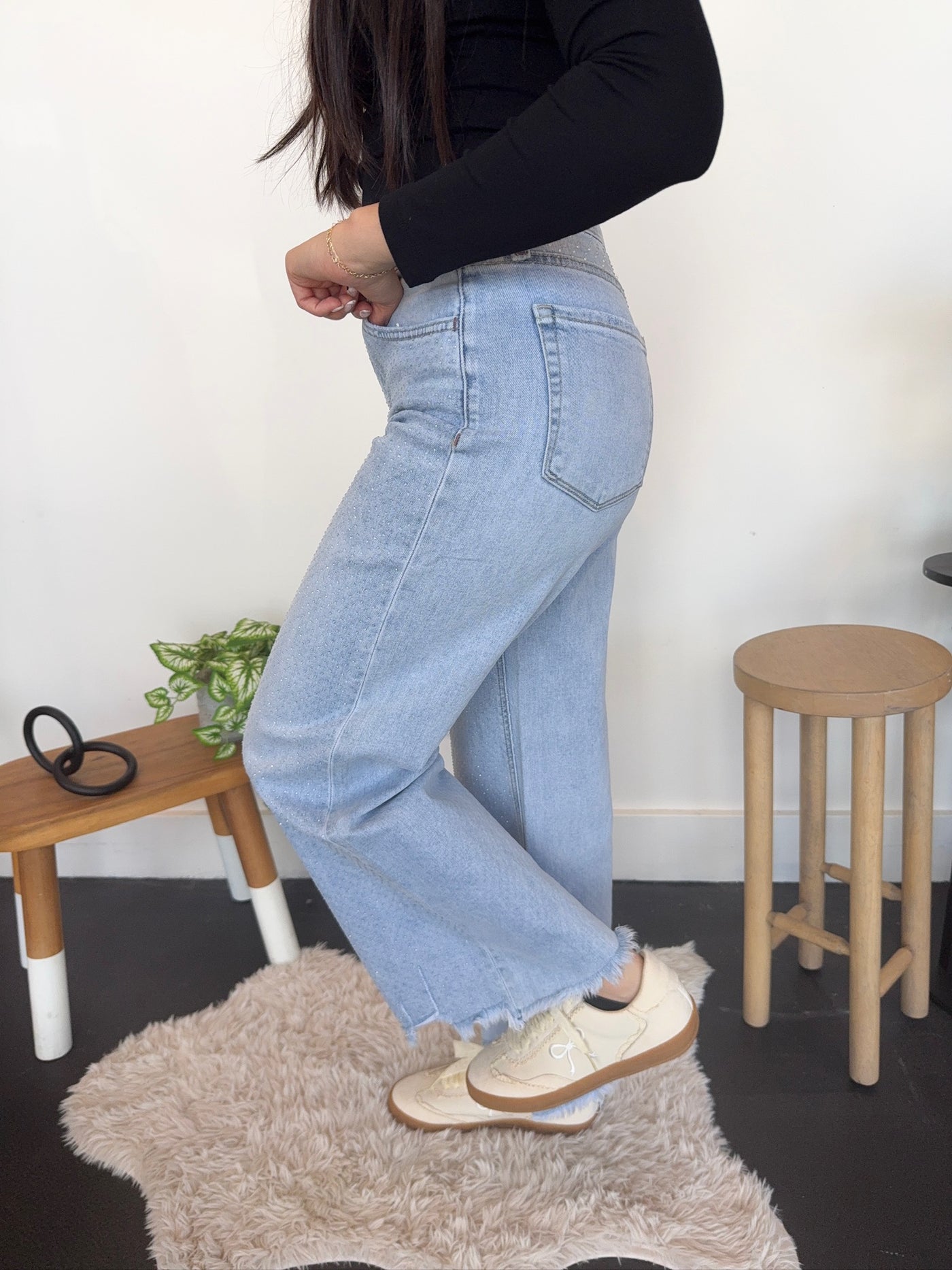Rhinestone Wide Leg denim
