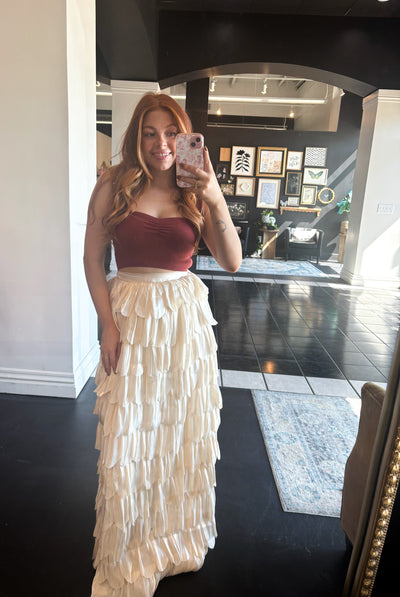 Champagne Ruffles Maxi Skirt