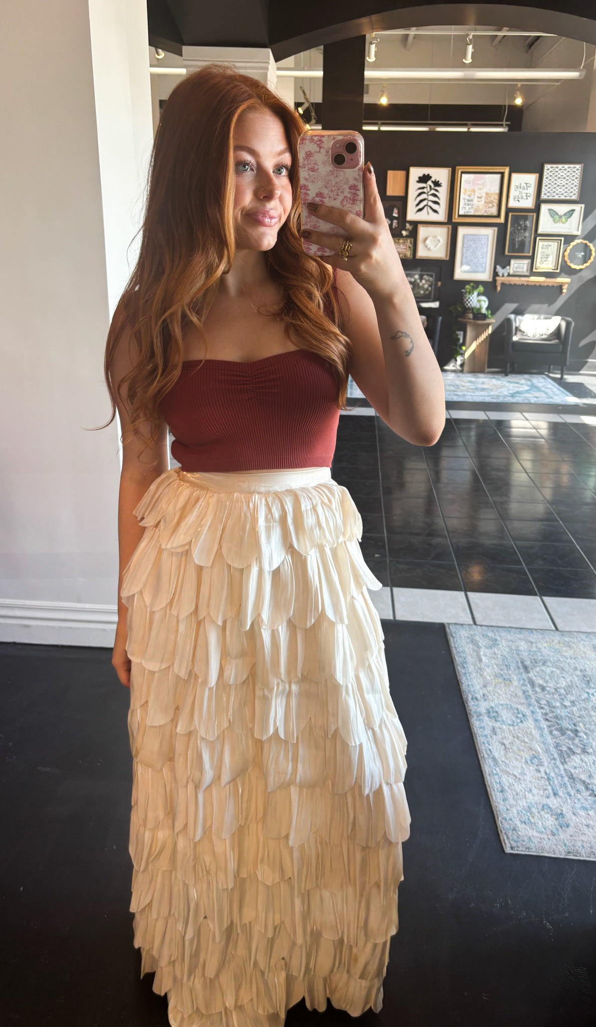Champagne Ruffles Maxi Skirt