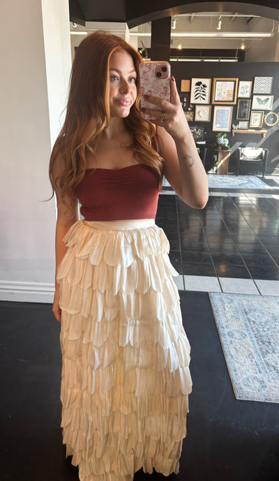 Champagne Ruffles Maxi Skirt