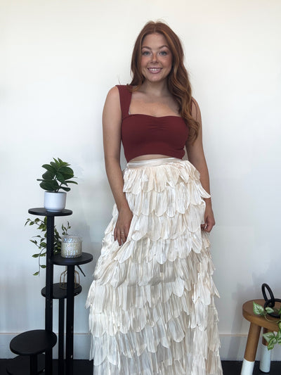 Champagne Ruffles Maxi Skirt
