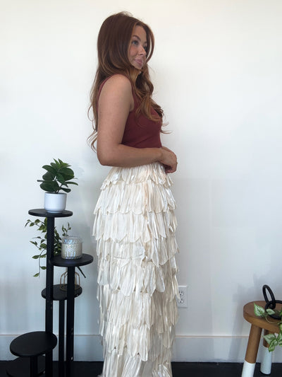 Champagne Ruffles Maxi Skirt