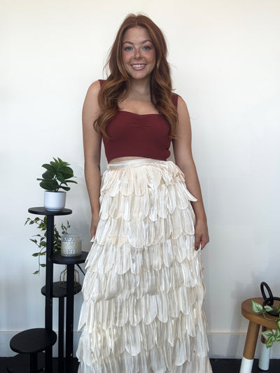 Champagne Ruffles Maxi Skirt