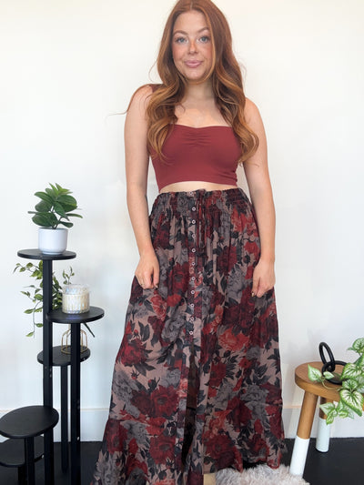 Autumn Floral Midi Skirt