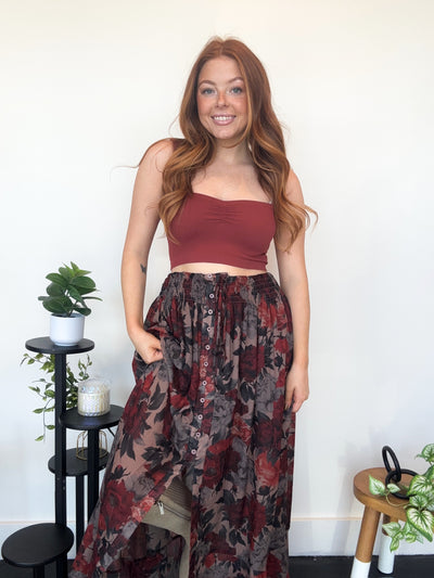 Autumn Floral Midi Skirt