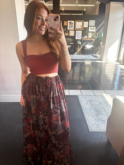 Autumn Floral Midi Skirt
