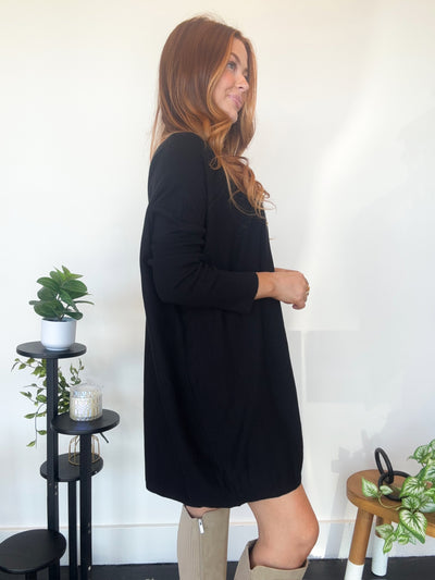 Basic Tunic Dress- Black-100 - TOPS - SHORT SLEEVE/SLEEVELESS-MIRACLE-[option4]-[option5]-[option6]-Leather & Lace Boutique Shop