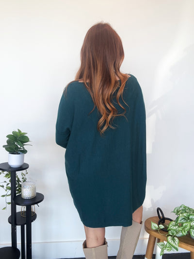 Basic Tunic Dress- Teal-100 - TOPS - SHORT SLEEVE/SLEEVELESS-MIRACLE-[option4]-[option5]-[option6]-Leather & Lace Boutique Shop